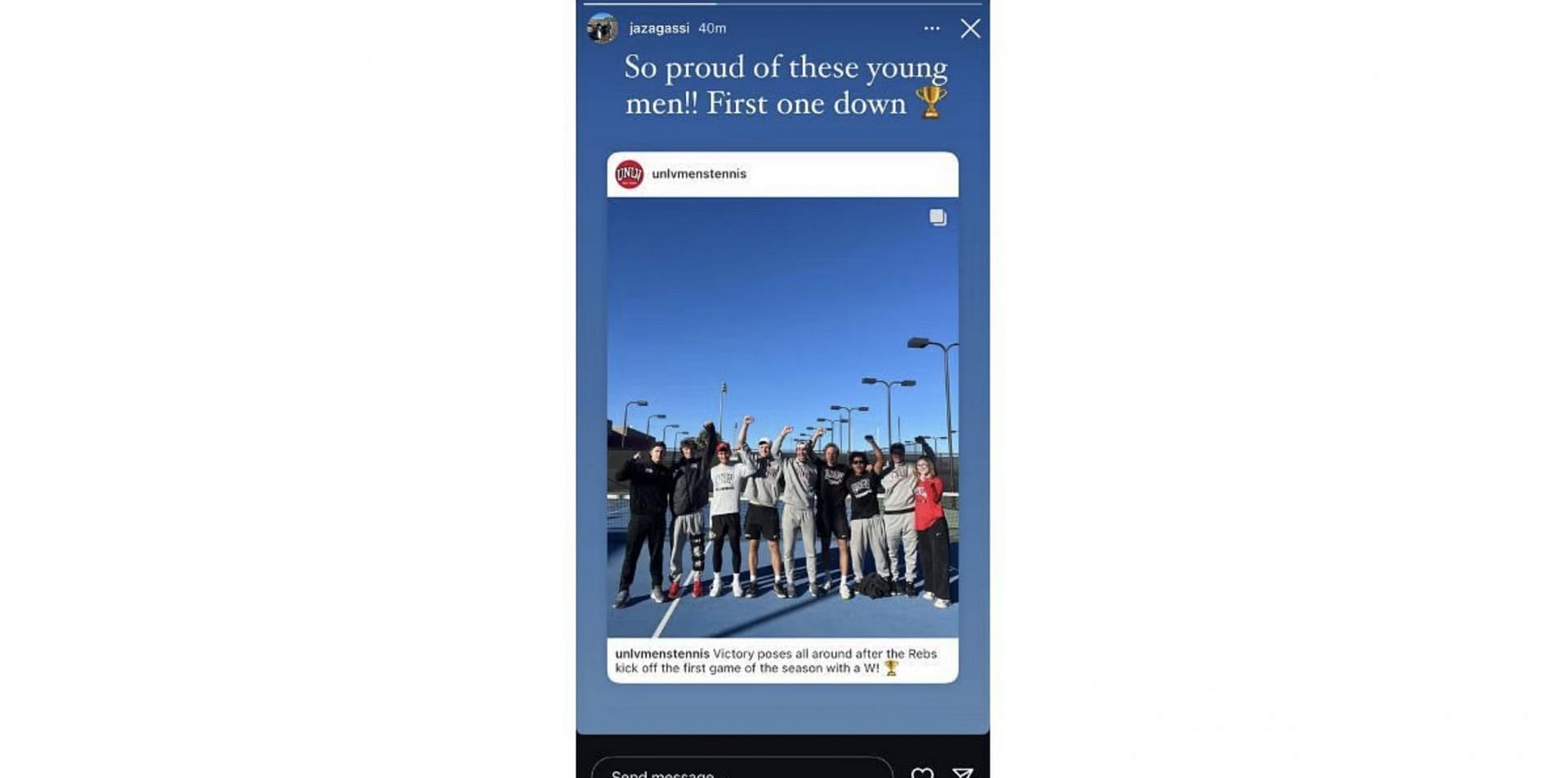 Jaz Agassi's earlier Instagram story